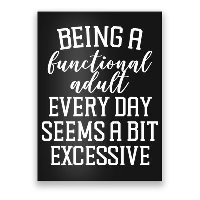 Being A Functional Adult Every Day Seems A Bit Excessive Funny Poster