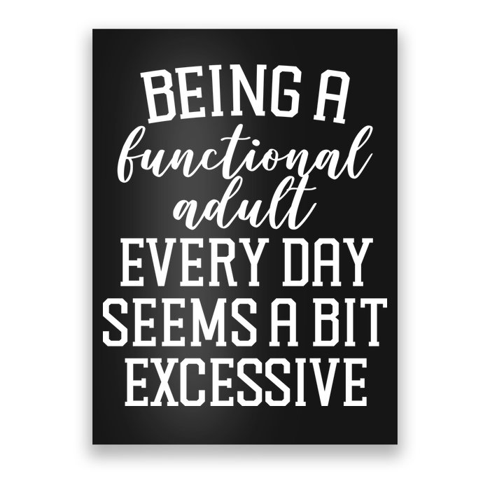 Being A Functional Adult Every Day Seems A Bit Excessive Funny Poster
