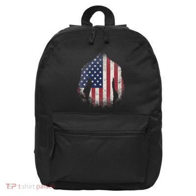 Bigfoot American Flag Usa Patriotic Sasquatch 16 in Basic Backpack