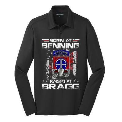 Born At Ft Benning Raised Fort Bragg Airborne Veterans Day Silk Touch Performance Long Sleeve Polo