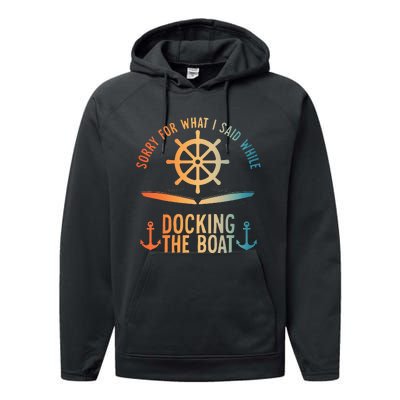 Boating Art For Women Boater Pontoon Boat Lover Performance Fleece Hoodie