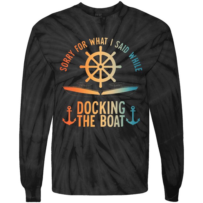 Boating Art For Women Boater Pontoon Boat Lover Tie-Dye Long Sleeve Shirt