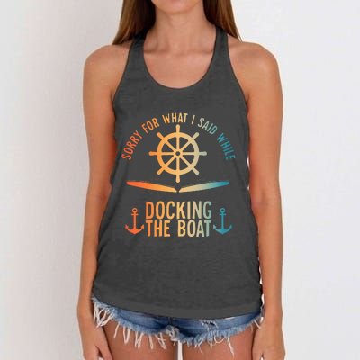 Boating Art For Women Boater Pontoon Boat Lover Women's Knotted Racerback Tank