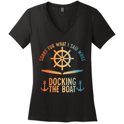 Boating Art For Women Boater Pontoon Boat Lover Women's V-Neck T-Shirt