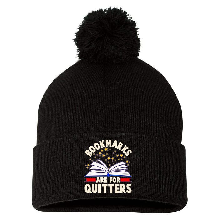 Bookmarks Are For Quitters Book Lover Reading Fan Pom Pom 12in Knit Beanie