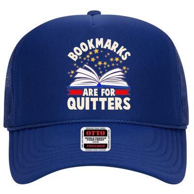 Bookmarks Are For Quitters Book Lover Reading Fan High Crown Mesh Back Trucker Hat