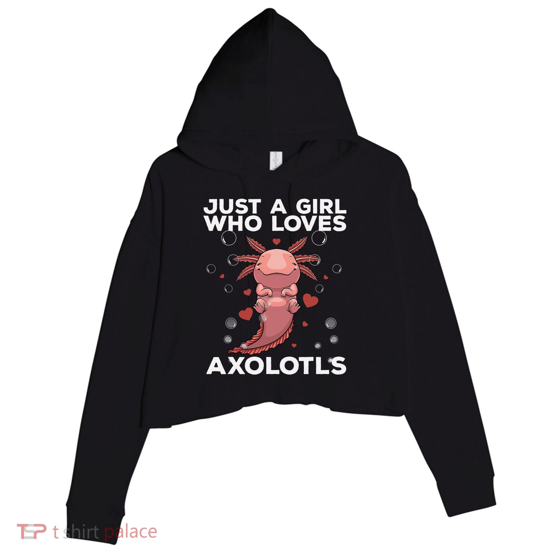 Best Axolotl For  Girls Salamander Kawaii Axolotl Lover  Crop Fleece Hoodie