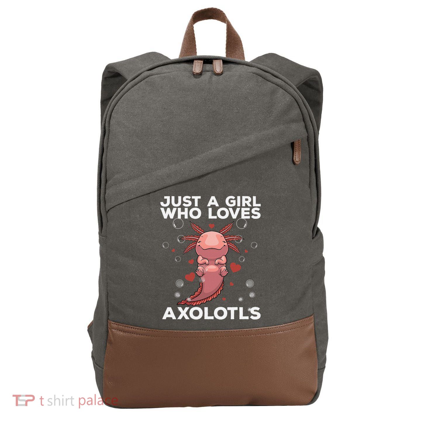 Best Axolotl For  Girls Salamander Kawaii Axolotl Lover  Cotton Canvas Backpack