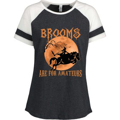 Brooms Are For Amateurs Horse Riding Funny Halloween Costume Enza Ladies Jersey Colorblock Tee