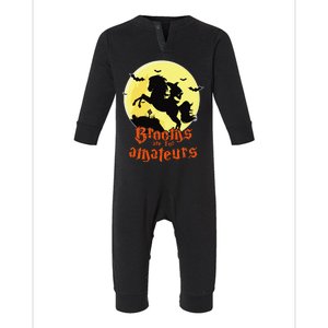 Brooms Are For Amateurs Riding Horse Halloween Gift Infant Fleece One Piece