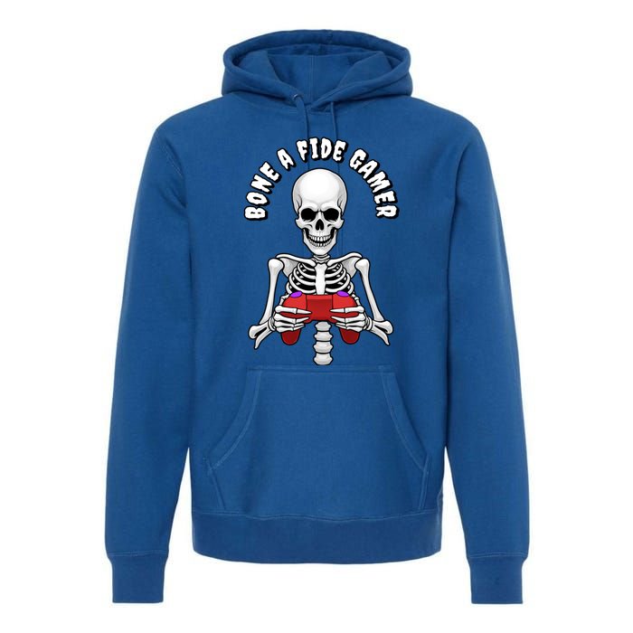 Bone A Fide Gamer Halloween Skeleton Gaming Gift Premium Hoodie