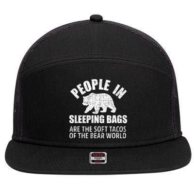 Bear Attack Funny Camping Hiking Tacos 7 Panel Mesh Trucker Snapback Hat