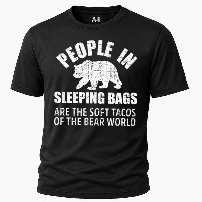 Bear Attack Funny Camping Hiking Tacos Cooling Performance Crew T-Shirt