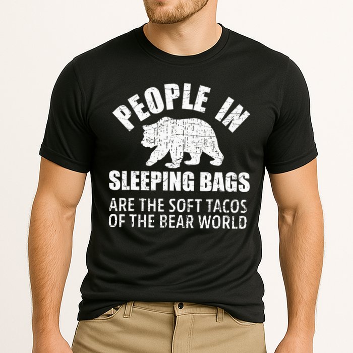 Bear Attack Funny Camping Hiking Tacos Cooling Performance Crew T-Shirt