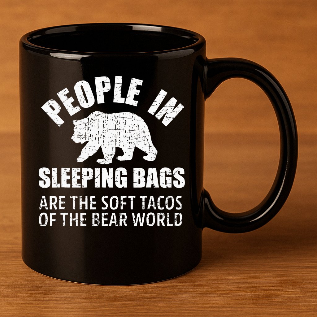 Bear Attack Funny Camping Hiking Tacos 11oz C Handle Ceramic Mug