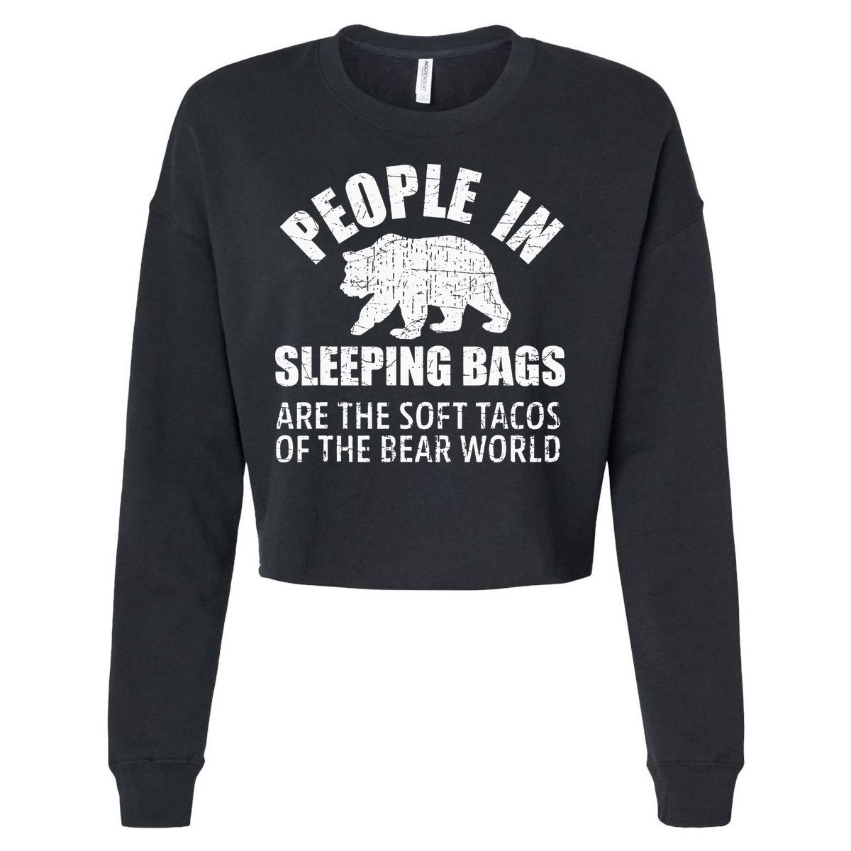 Bear Attack Funny Camping Hiking Tacos Cropped Pullover Crew