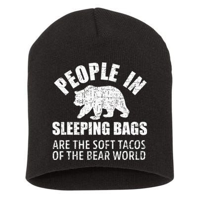 Bear Attack Funny Camping Hiking Tacos Short Acrylic Beanie