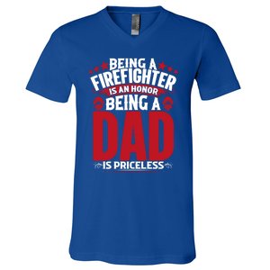 Being A Firefighter Is An Honor Being A Grandpa Is Priceless Gift V-Neck T-Shirt