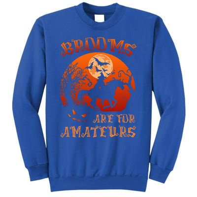 Brooms Are For Amateurs Witch Riding Horse Halloween Sweatshirt