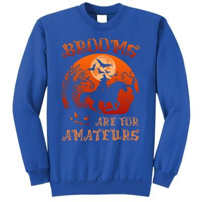 Brooms Are For Amateurs Witch Riding Horse Halloween Tall Sweatshirt