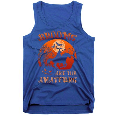 Brooms Are For Amateurs Witch Riding Horse Halloween Tank Top