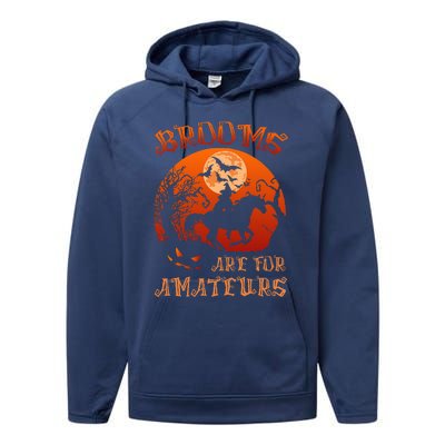 Brooms Are For Amateurs Witch Riding Horse Halloween Performance Fleece Hoodie