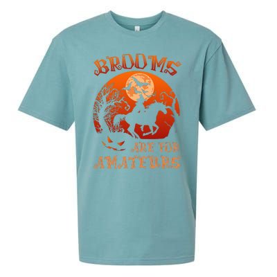 Brooms Are For Amateurs Witch Riding Horse Halloween Sueded Cloud Jersey T-Shirt