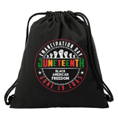 Black American Freedom Juneteenth Graphics Plus Size Shirts For Men Women Family Drawstring Bag