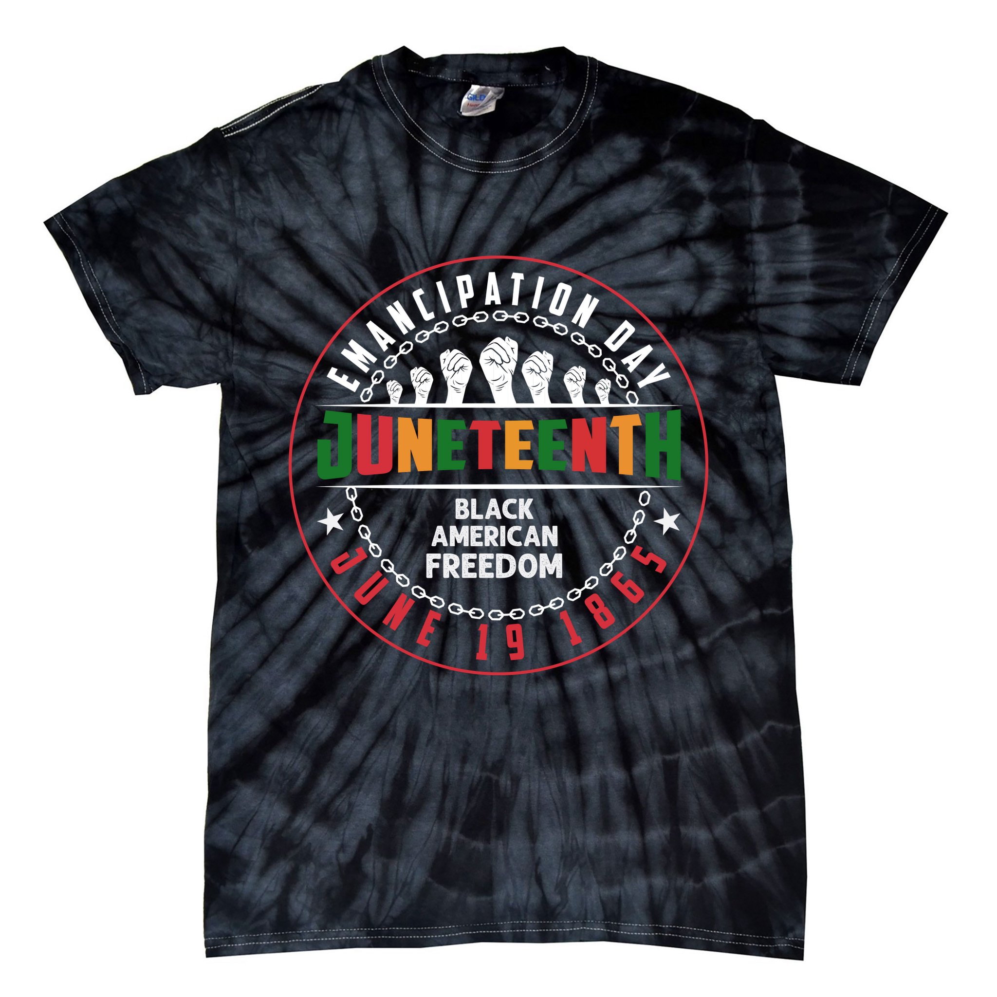 Black American Freedom Juneteenth Graphics Plus Size Shirts For Men Women Family Tie-Dye T-Shirt
