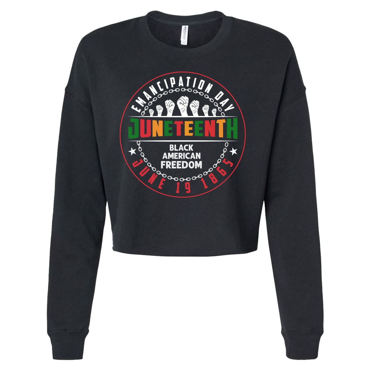 Black American Freedom Juneteenth Graphics Plus Size Shirts For Men Women Family Cropped Pullover Crew