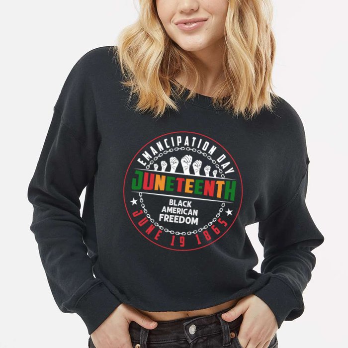Black American Freedom Juneteenth Graphics Plus Size Shirts For Men Women Family Cropped Pullover Crew