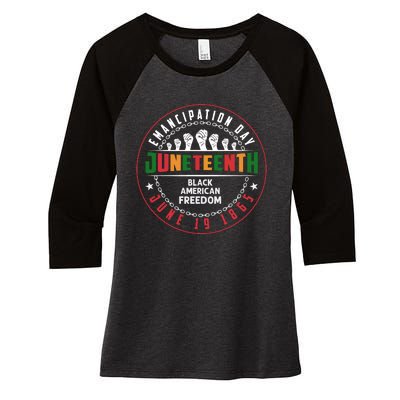 Black American Freedom Juneteenth Graphics Plus Size Shirts For Men Women Family Women's Tri-Blend 3/4-Sleeve Raglan Shirt