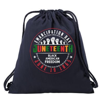 Black American Freedom Juneteenth Graphics Plus Size Shirts For Men Women Family Drawstring Bag