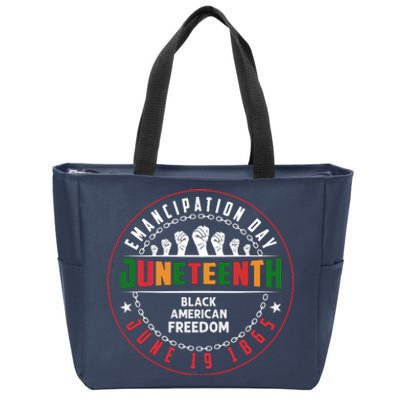 Black American Freedom Juneteenth Graphics Plus Size Shirts For Men Women Family Zip Tote Bag