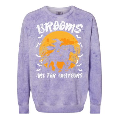 Brooms Are For Amateurs Halloween Horse Witch Equestrian Colorblast Crewneck Sweatshirt