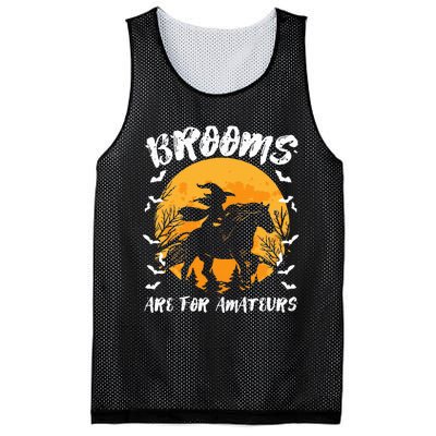 Brooms Are For Amateurs Halloween Horse Witch Equestrian Mesh Reversible Basketball Jersey Tank