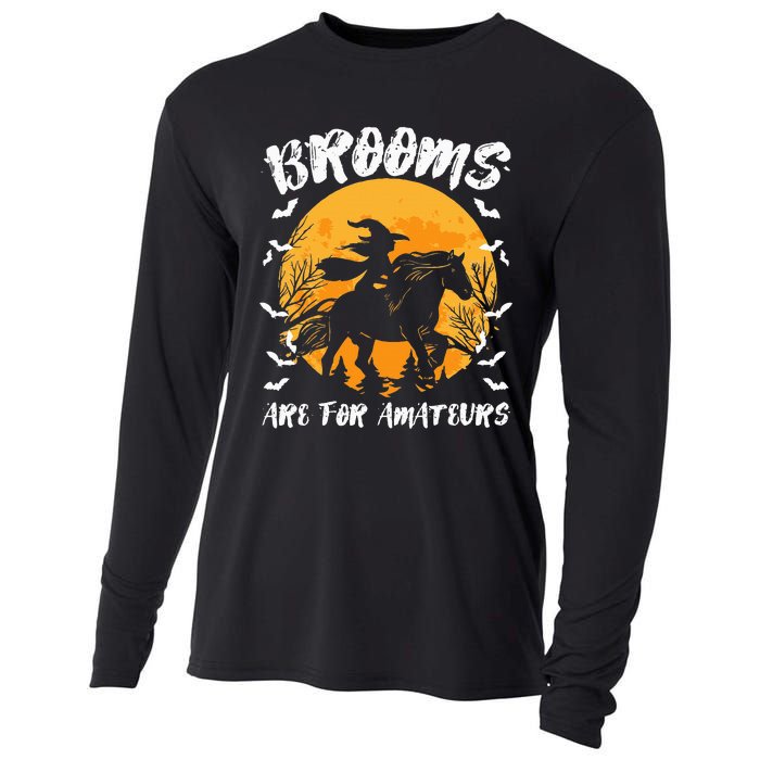 Brooms Are For Amateurs Halloween Horse Witch Equestrian Cooling Performance Long Sleeve Crew