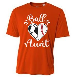 Ball Aunt Funny Baseball Softball Heart Aunt Life Funny Gift Cooling Performance Crew T-Shirt