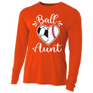 Ball Aunt Funny Baseball Softball Heart Aunt Life Funny Gift Cooling Performance Long Sleeve Crew