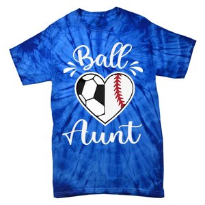 Ball Aunt Funny Baseball Softball Heart Aunt Life Funny Gift Tie-Dye T-Shirt