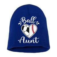 Ball Aunt Funny Baseball Softball Heart Aunt Life Funny Gift Short Acrylic Beanie