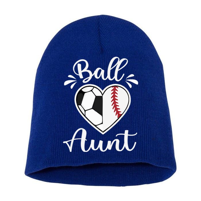 Ball Aunt Funny Baseball Softball Heart Aunt Life Funny Gift Short Acrylic Beanie