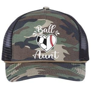 Ball Aunt Funny Baseball Softball Heart Aunt Life Funny Gift Retro Rope Trucker Hat Cap