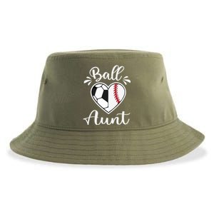 Ball Aunt Funny Baseball Softball Heart Aunt Life Funny Gift Sustainable Bucket Hat