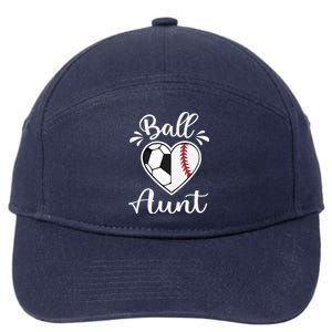 Ball Aunt Funny Baseball Softball Heart Aunt Life Funny Gift 7-Panel Snapback Hat