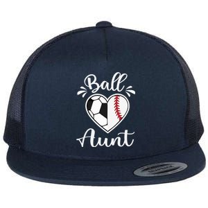 Ball Aunt Funny Baseball Softball Heart Aunt Life Funny Gift Flat Bill Trucker Hat