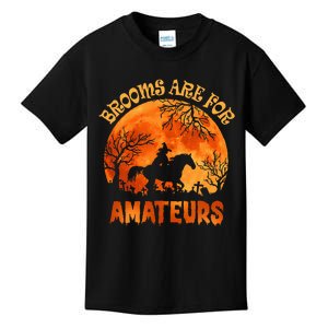 Brooms Are For Amateurs Halloween Horse Riding Kids T-Shirt