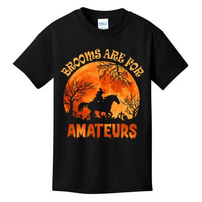 Brooms Are For Amateurs Halloween Horse Riding Kids T-Shirt