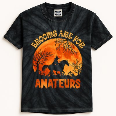 Brooms Are For Amateurs Halloween Horse Riding Kids Tie-Dye T-Shirt