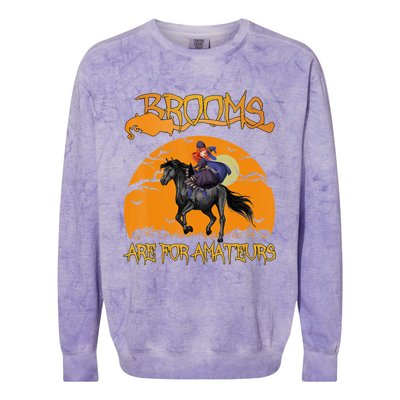 Brooms Are For Amateurs, Horse Riding Outfit Halloween Colorblast Crewneck Sweatshirt